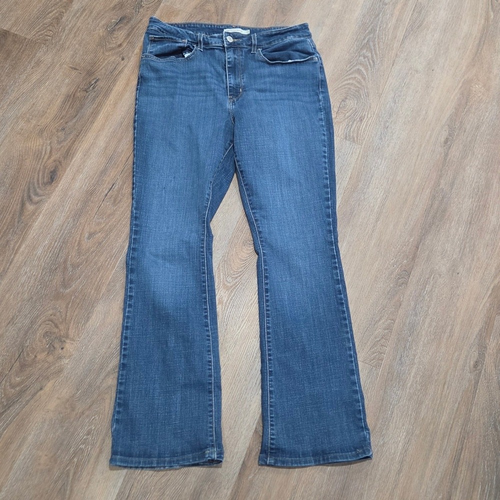 Levis 725 High Rise Bootcut Jeans Blue Denim Womens Size 33 Stretch Flare
